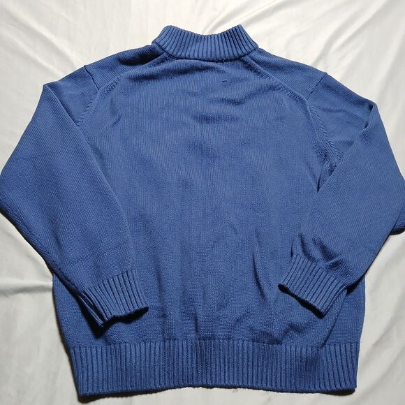 Izod Mens XXL Nordic Fair Isle Sweater Blue 1/4 Zip Ski Holiday Stretch Pullover - Picture 10 of 14